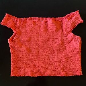 Hollister Red Short Sleeve Off the Shoulder Top